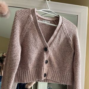 Dusty Pink Cropped Button Up Cardigan